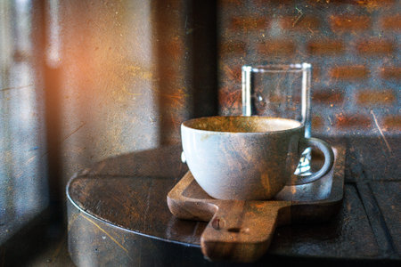 Abstract Grunge of  Cup of Latte Coffee Empty