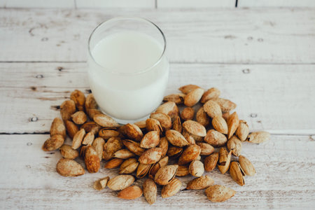 milk made from almondsの写真素材