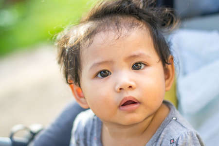 Portrait of infant girlの写真素材