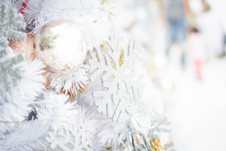 Christmas tree decorated with ballsの写真素材