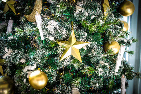 Christmas tree decorated with starの写真素材