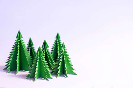 Paper art , Chrismas pine treesの写真素材