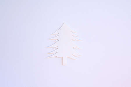 Paper pine on white paper background , Christmas conceptの写真素材