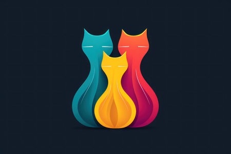 Cat Simple clean logo design. Generative AIの素材
