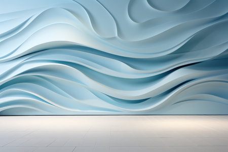 Beautiful futuristic Geometric background for your presentation. Textured intricate 3D wall in light blue and white tones Generative AIの素材