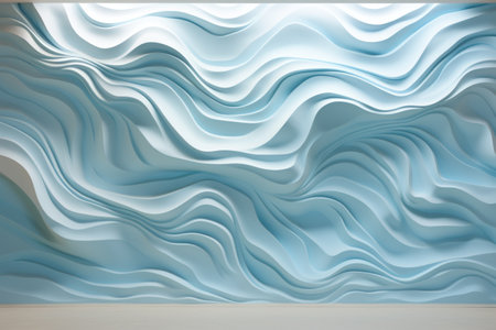 Beautiful futuristic Geometric background for your presentation. Textured intricate 3D wall in light blue and white tones Generative AIの素材