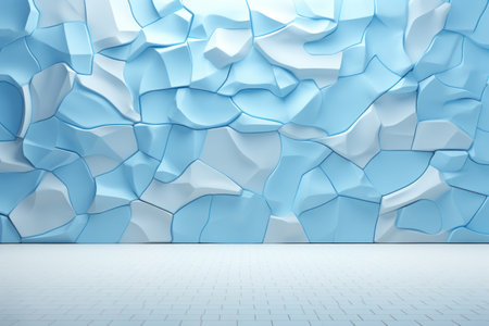 Beautiful futuristic Geometric background for your presentation. Textured intricate 3D wall in light blue and white tones Generative AIの素材
