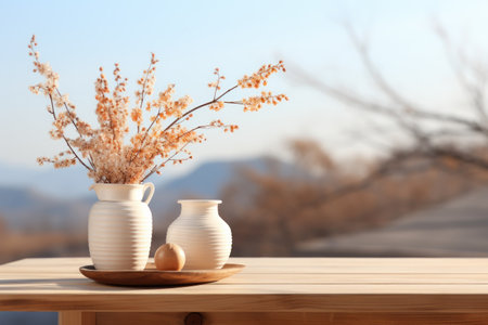 Furniture design, traditional style, minimalistic, close to a table. Generative AIの素材