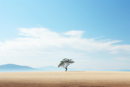 Tree and sky Minimalist landscape. Generative AIの素材