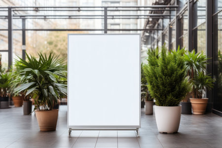 Mockup of a white blank billboard, in the shopping mall. Generative AIの素材