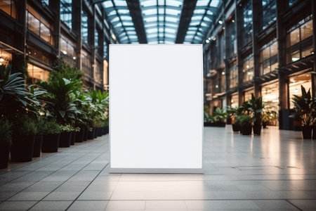 Mockup of a white blank billboard, in the shopping mall. Generative AIの素材