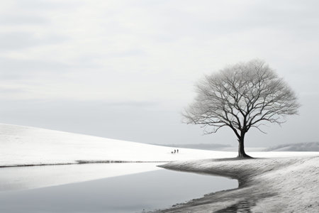 Tree and sky Minimalist landscape. Generative AIの素材
