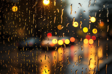 Drizzle Rainy day in autumn background and wallpaper. Generative AIの素材