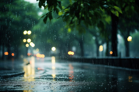 Drizzle Rainy day in autumn background and wallpaper. Generative AIの素材