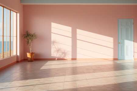 Studio Background Display with Shadow and Light on Concrete Wall room. Generative AIの素材