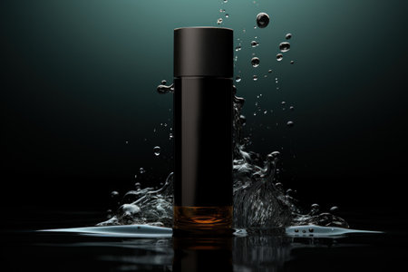 ads fragrance on black background. Generative AI.の素材