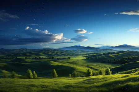The iconic bliss wallpaper twilight sky. Generative AI.の素材