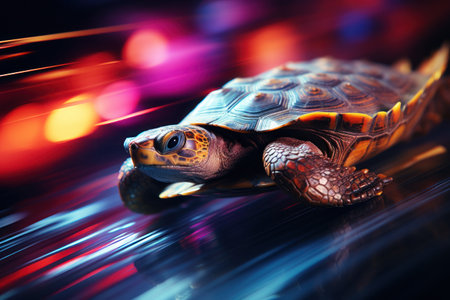 Turtle that runs at the speed of light. Generative AI.の素材