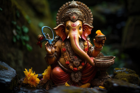 Ganesh an important image during Diwali. Generative AI.の素材