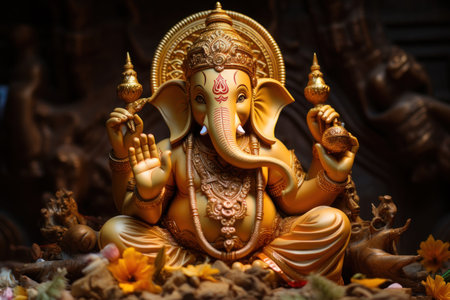 Ganesh an important image during Diwali. Generative AI.の素材