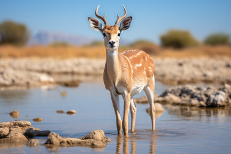 Photos of various wildlife along the way in Namibia. Generative AI.の素材