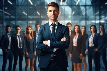 Manager and team office background. Generative AI.の素材