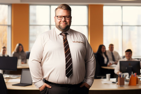 Man manager plus size office background. Generative AI.の素材