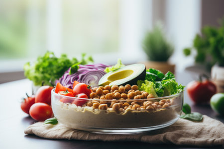 Vegetarianism and Benefits of a Plant Based Diet. Generative AI.の素材