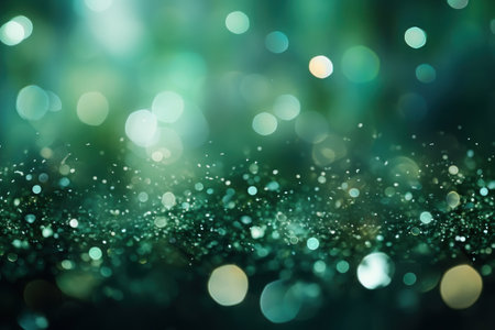 Glitter green blurred bokeh lights background. Generative AI.の素材