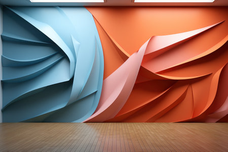 Abstract geometric rainbow colors color 3d background. Generative AI.の素材