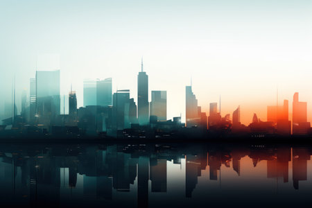 Blue modern business slide abstract background. Generative AI.の素材