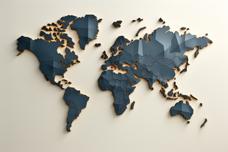 World map design high resolution,empty background. Generative AI.の素材