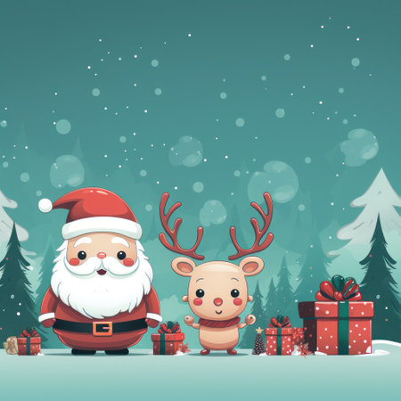 Cute vector illustration for Christmas banner with blank space for text. Generative AI.の素材