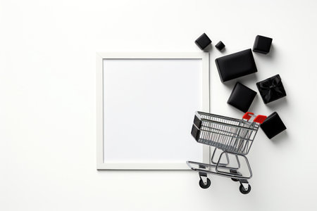 Black Friday promotion poster with white background. Generative AI.の素材