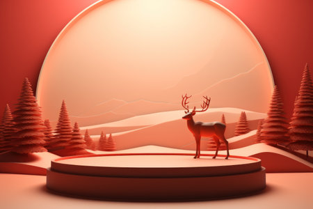 Beautiful Christmas background with podium. Generative AI.の素材