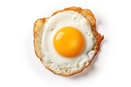 Fried egg isolated on white background. Generative AI.の素材