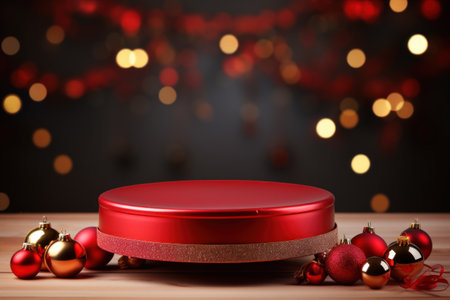 Beautiful Christmas background with podium. Generative AI.の素材