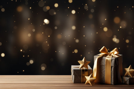 Christmas gift banner stars. Generative AI.の素材