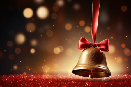 Christmas gift banner bell. Generative AI.の素材