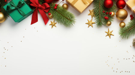 Top view Christmas Eve concept. Generative AI.の素材