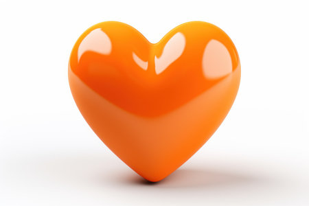 Orange heart isolated on white background. Generative AI.の素材