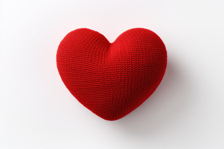 Red heart isolated on white background. Generative AI.の素材