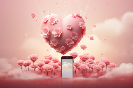 Social media poster design for valentine day. Generative AI.の素材