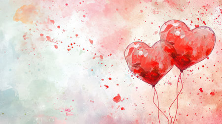 Water color valentine vintage background. Generative AI.の素材