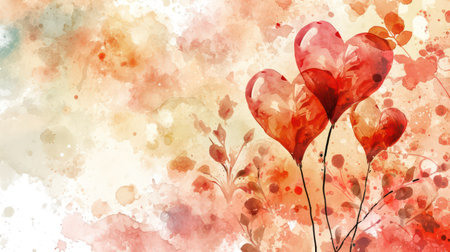 Water color valentine vintage background. Generative AI.の素材