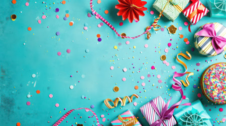 Happy birthday background or greeting card. Generative AI.の素材