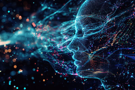 Futuristic cybernetic patterns. Generative AI.の素材