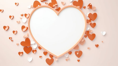 Valentine decoration minimalistic frame. Generative AI.の素材