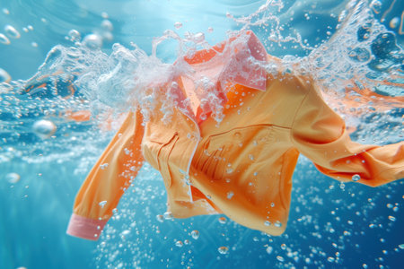 Washed white shirt. Laundry detergent advertising mock up. Generative AI.の素材