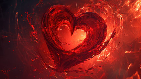 Red heart symbol made of Time Loop. Generative AI.の素材